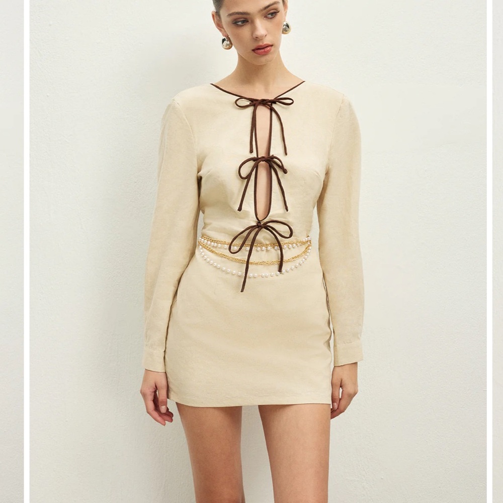 Cotton & Linen Lace Up Dress Without Belt nwt size small sold out